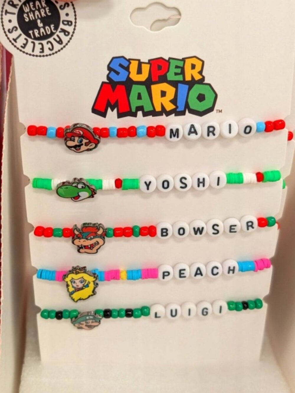 Super Mario Brothers and Friends Bracelet Set of 5 NEW